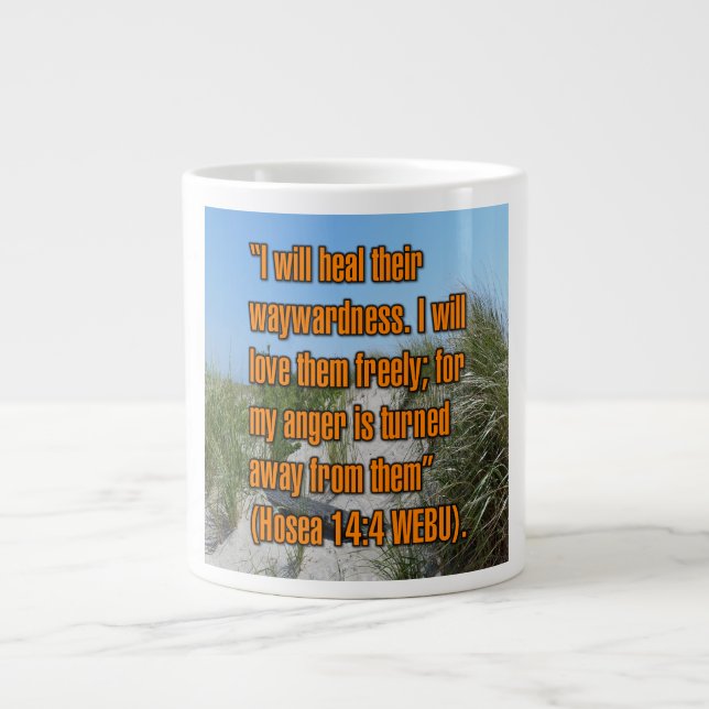 Hosea 14:4 WEBU Mug Jumbo Mugg (Framsidan)