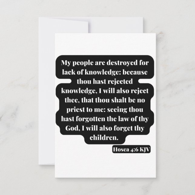 Hosea 4:6 Bible Scripture Greeting Card Kort (Framsida)