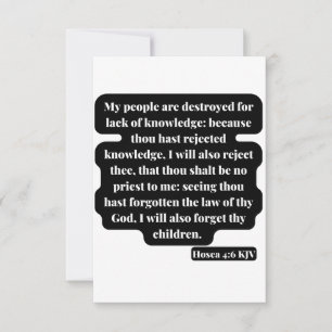Hosea 4:6 Bible Scripture Greeting Card Kort