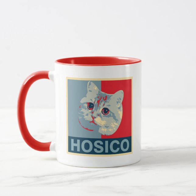 Hosico - Red Blue Illustration Mugg (Vänster)