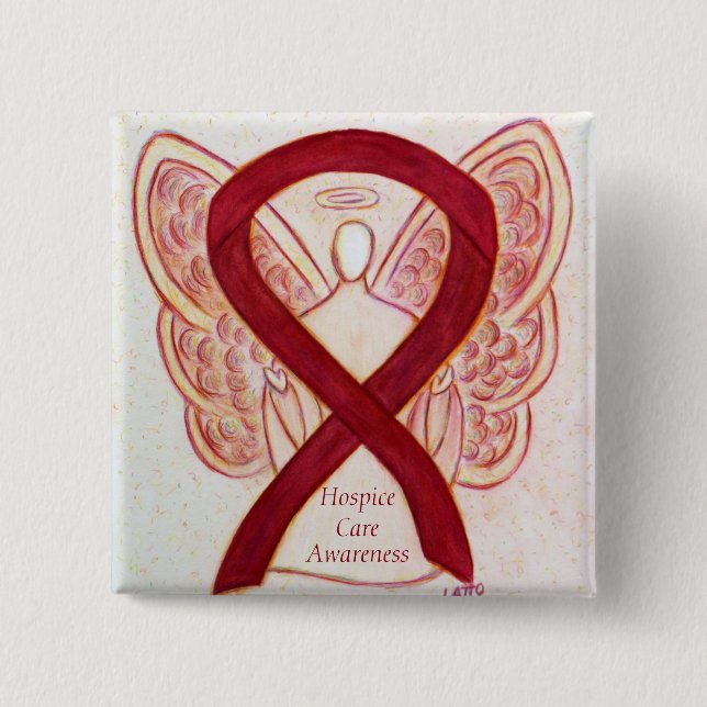 Hospice Care Angel Awareness Ribbon Stift Knapp (Framsida)