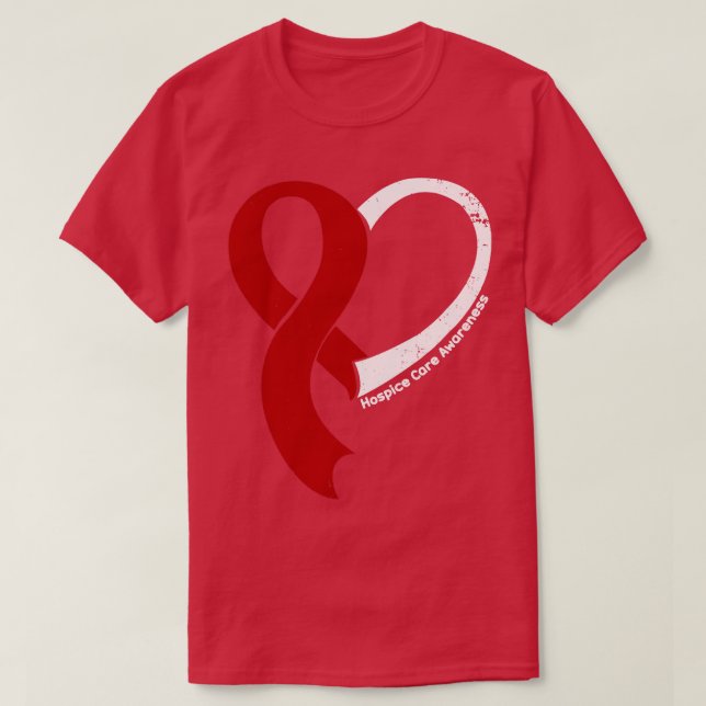 Hospice Care Awareness Hope Kärlek Heart Ribbon Ha T Shirt (Design framsida)