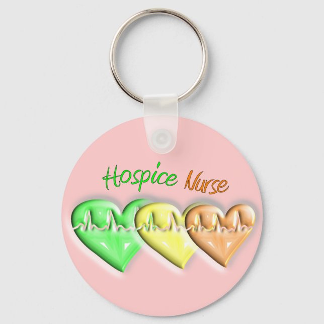 Hospice Nurse 3D Hearts Nyckelring (Framsida)