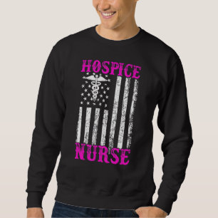 Hospice Nurse American Flagga Hospice Nurse Lång Ärmad Tröja