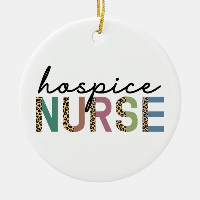 Hospice Nurse Cheetah typography Ceramic Ornament (Framsidan)