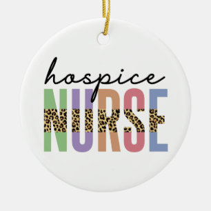 Hospice Nurse Cheetah typography Julgransprydnad Keramik