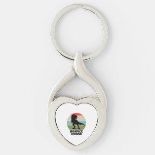 Hospice Nurse Dinosaur Twisted Heart Silverfärgad Nyckelring