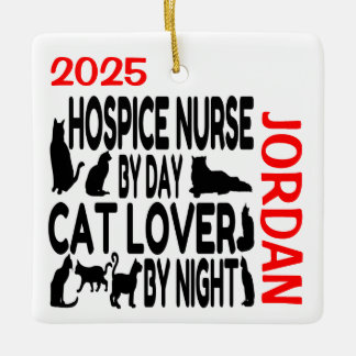 Hospice Nurse Kärlek Cats ANPASSNINGSBAR Julgransprydnad Keramik