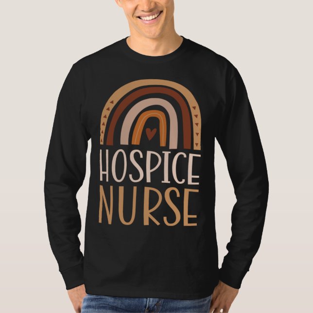 Hospice Nurse Nursing School Trendy Bohemian Rainb T Shirt (Framsida)
