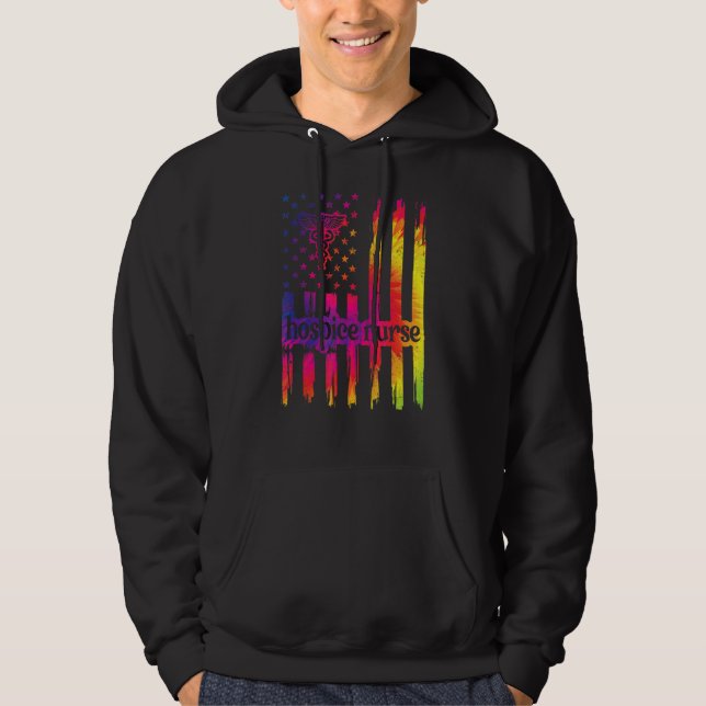 Hospice Nurse US Flagga Palliative Nurse Hoodie (Framsida)