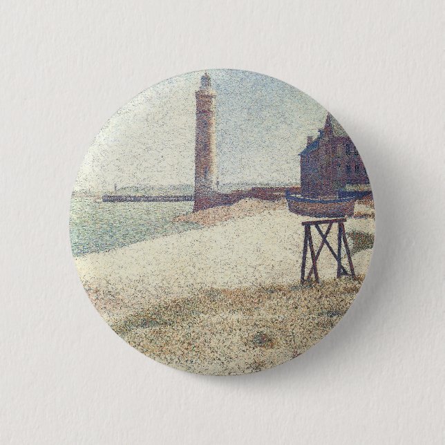 Hospice och Lighthouse, Honfleur av Georges Seurat Knapp (Framsida)