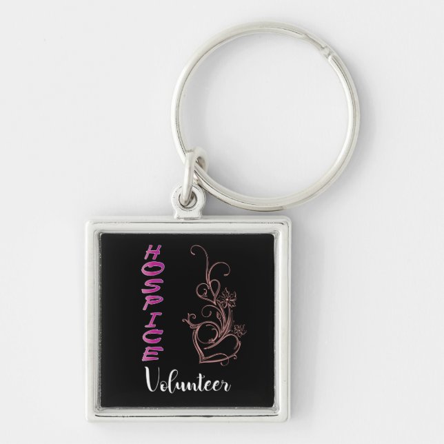 Hospice Volunteer Gift Women Manar Nurse Hospice Fyrkantig Silverfärgad Nyckelring (Framsidan)