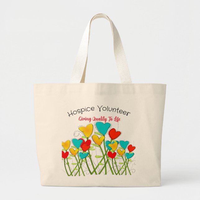 Hospice Volunteer Hearts design Jumbo Tygkasse (Framsidan)