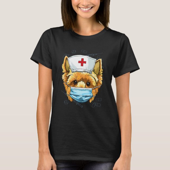 Hospital Yorkshire Terrier ER Nurse LPN RN Nurse L T Shirt (Framsida)