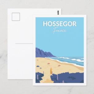 Hossegor Frankrike Berömd Travel Ställe Illustrati Vykort