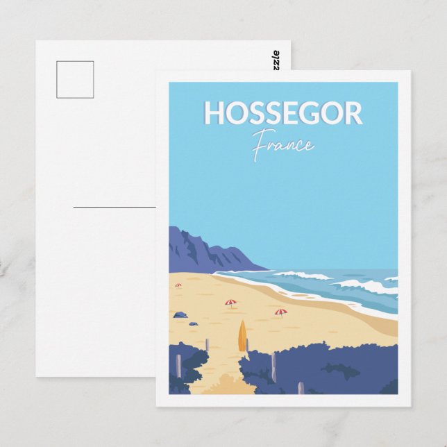 Hossegor Frankrike Berömd Travel Ställe Illustrati Vykort (Fram/baksida)