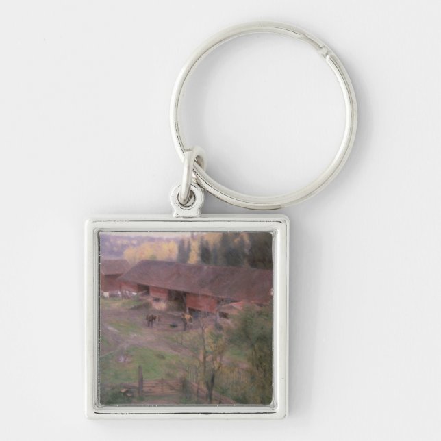 Höst 1891 fyrkantig silverfärgad nyckelring (Framsidan)
