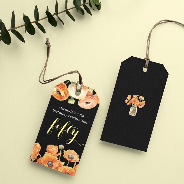Höst 50-års födelsedagsfest Orange Blossom Presentetikett (Skapare uppladdad)