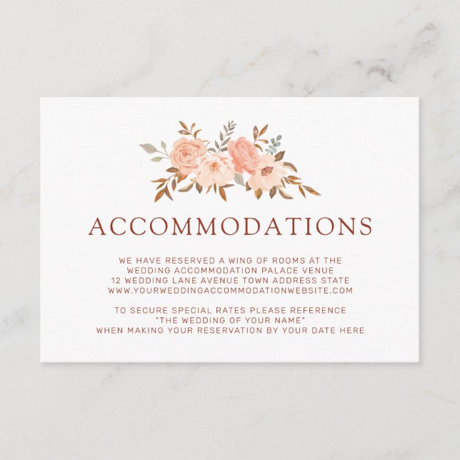 Höst Akvarell Blommig Bröllopsboende Tilläggskort (Framsida)