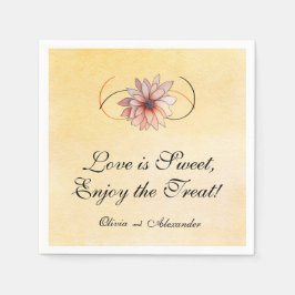 Höst Akvarell Blommig Terrakotta Gul Bröllop Pappersservett