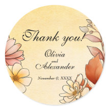 Höst Akvarell Blommig Terrakotta Gul Bröllop