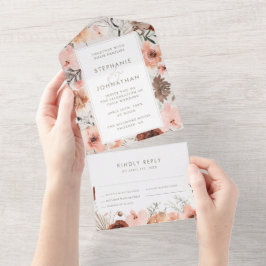 Höst Akvarell Boho Blommig Bröllop