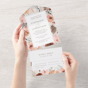 Höst Akvarell Boho Blommig Bröllop