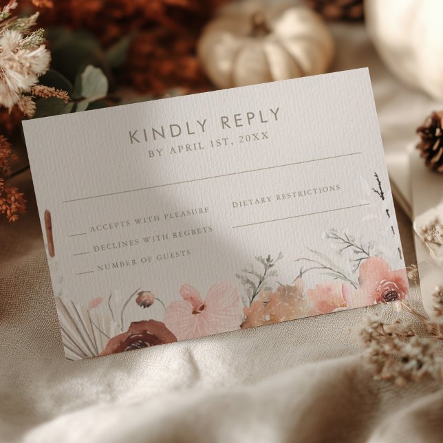 Höst Akvarell Boho Blommig Bröllop RSVP OSA Kort (Skapare uppladdad)
