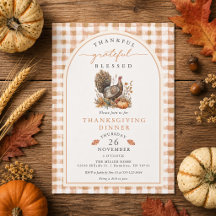 Höst Akvarell Kalkon Gingham Thanksgiving