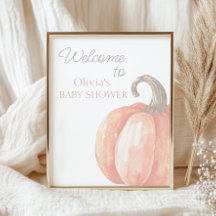 Höst akvarell orange pumpa baby shower välkomsthäl