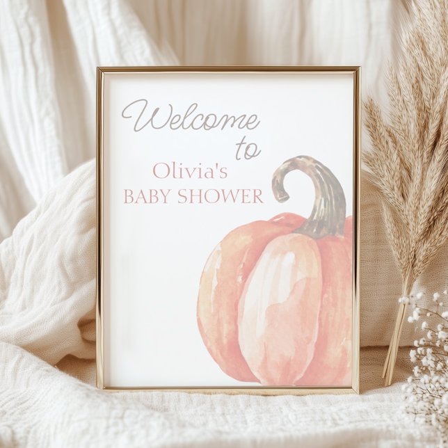 Höst akvarell orange pumpa baby shower välkomsthäl poster (Skapare uppladdad)