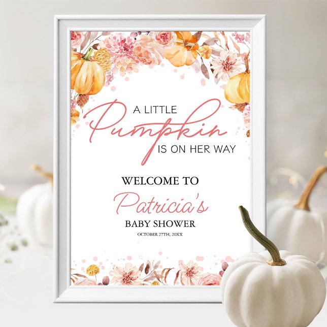 Höst Akvarell Pumpa Baby Shower Välkomstskylt Poster (Skapare uppladdad)