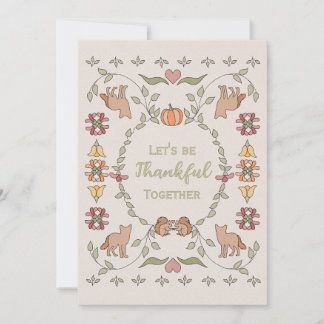 Höst Akvarell Räv Ekorre Thanksgiving Inbjudningar