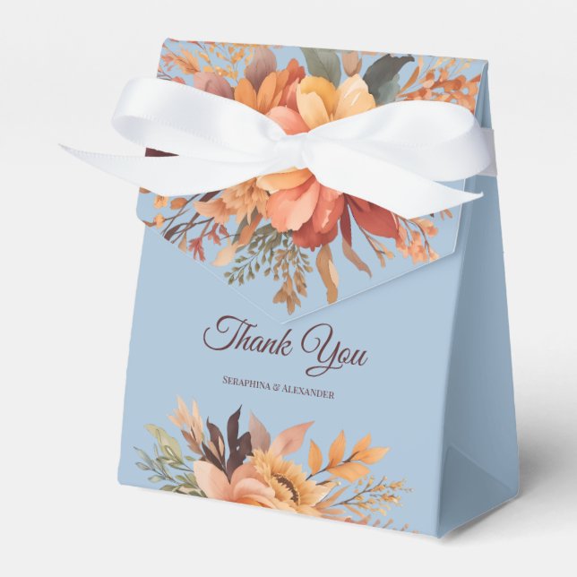 Höst Akvarell Rustik Blommig Tack Bröllop  Presentaskar (Framsidan Sidan)