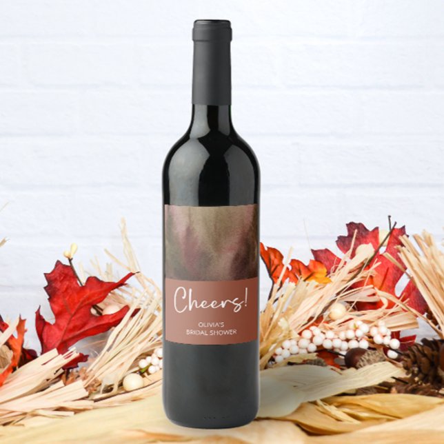 Höst Akvarell Skog Terrakotta Bröllopsfest Vinflaska Etikett (Skapare uppladdad)