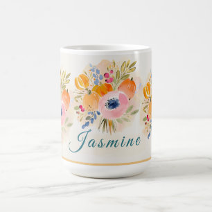 Höst akvarellpumpa & blomning – Höstens blomsterpr Kaffemugg