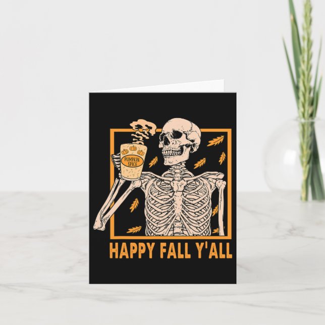 Höst Alla Kvinnor Halloween Skelett Pumpa Krydda  Kort (Framsida)