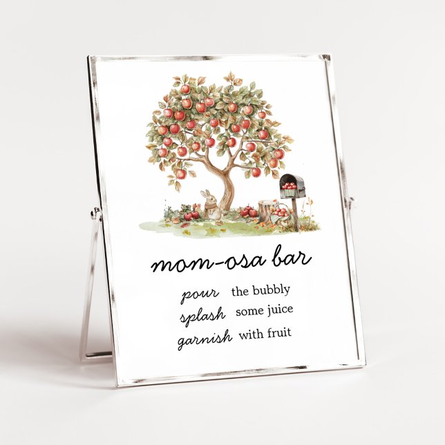 Höst Äpple i våra ögon Mamma Osa Barskylt Poster (Fall Apple Tree Baby Shower Mom Osa Bar Sign)