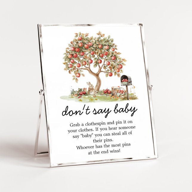 Höst Äpple i våra ögon Säga inte Baby Skylt (Fall Apple Tree Baby Shower Don't Say Baby Sign)