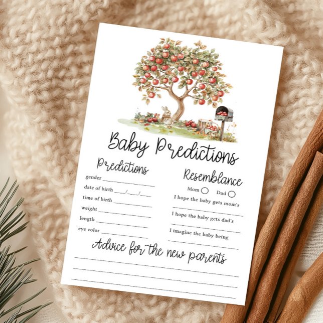 Höst Apple of our Eyes Baby Förutsägelselek (Fall Apple Tree Baby Shower Baby Predictions Game)