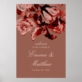 Höst Aquarell Blommig Maximalistisk Bröllop Välkom Poster