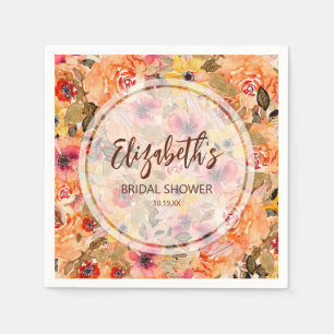 Höst Aquarell Blommor Bröllopsdusch Pappersservett