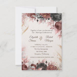 Höst Aquarell Blommor Chic Bröllop Inbjudningar