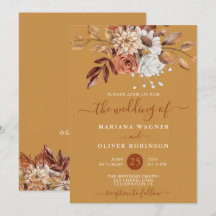 Höst Aquarell Blommor på Guld Bröllop