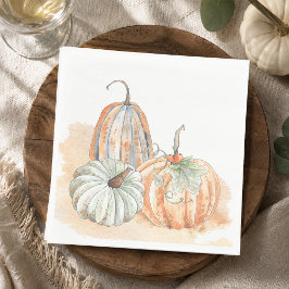 Höst Aquarell Pumpa Tackgivningsdag Pappersservett