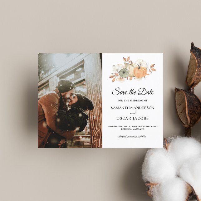 Höst Aquarell Pumpor & Blommor Meddelande Vykort (Skapare uppladdad)