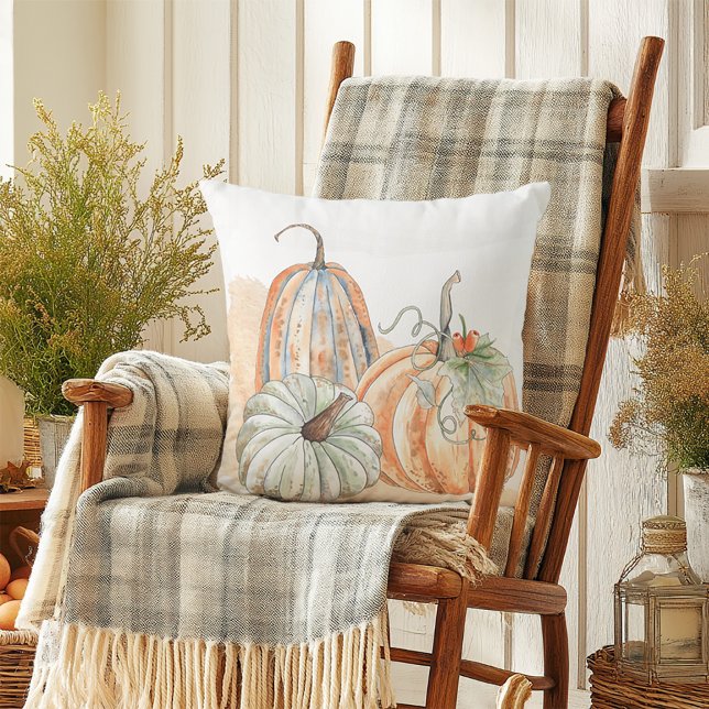Höst Aquarellpumpor Kudde (Cozy Fall Home Decorative Throw Pillow)