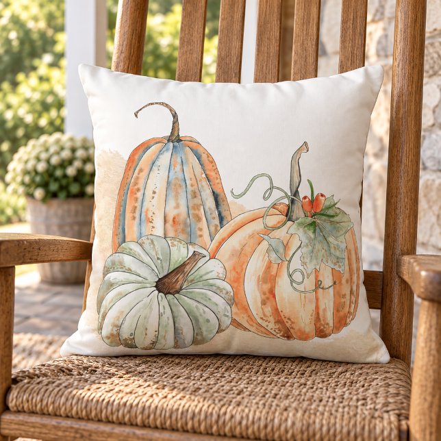 Höst Aquarellpumpor Kudde (Cozy Fall Home Decorative Throw Pillow)
