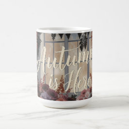 Höst är här Blommig fönstertypsnitt konst Kaffemugg