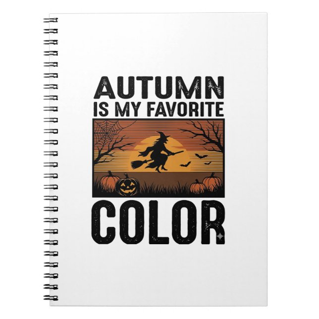 Höst är min favoritfärg Halloween-häxa design Anteckningsbok (Framsidan)